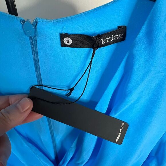 Krisa Twist Front Mini Dress in Malibu Small New - Picture 3 of 8